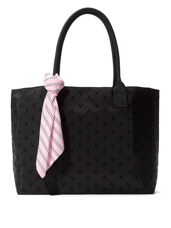 Victoria's Secret Handbags - Victoria Secret Black Bag with Pink Scarf NWT